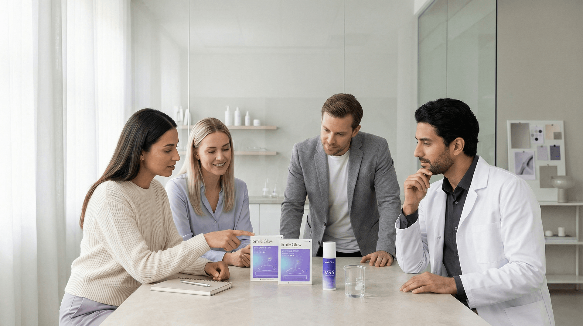 SmileGlow team collaborating on product development